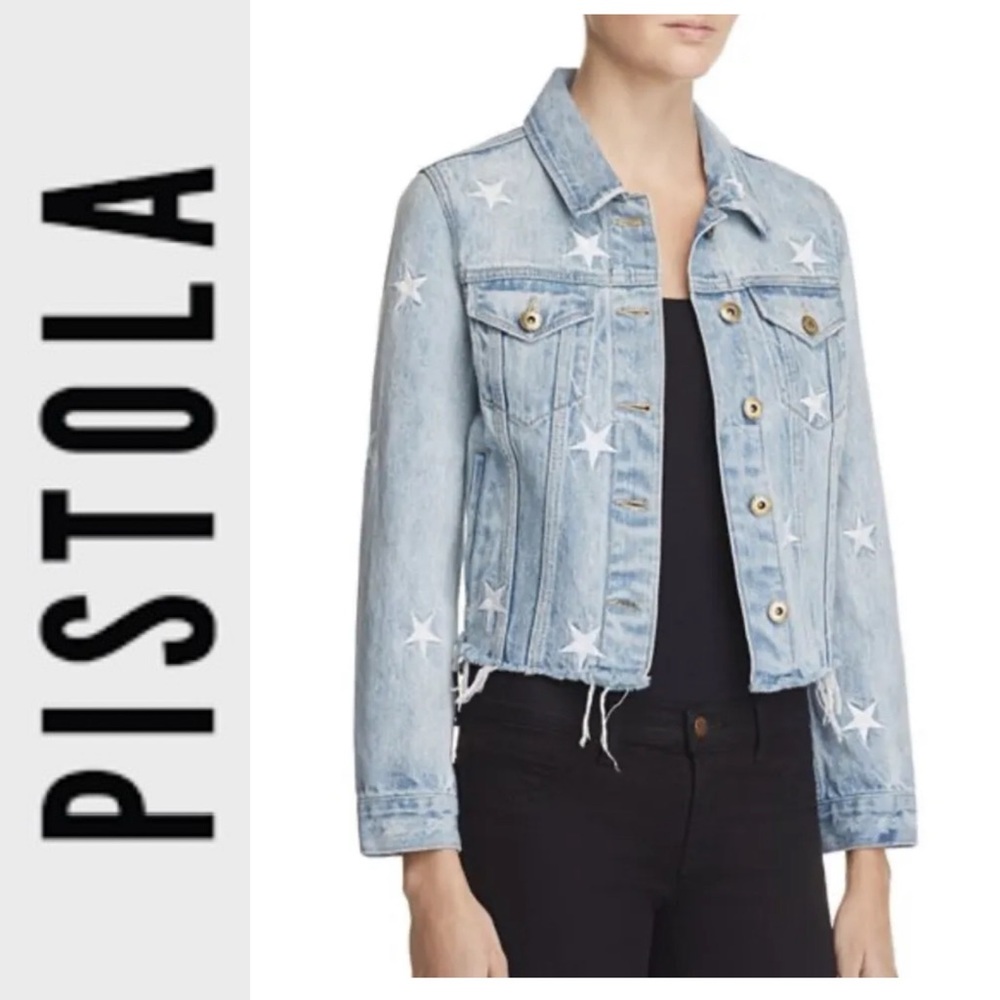 Like New Pistola Brando Star Embroidery Denim Jacket Xs